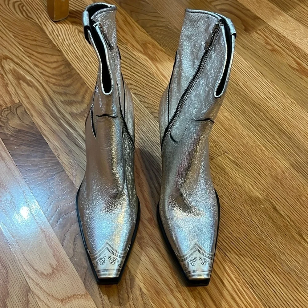 Free People Brayden Western Boot Pewter Size 8 NWT